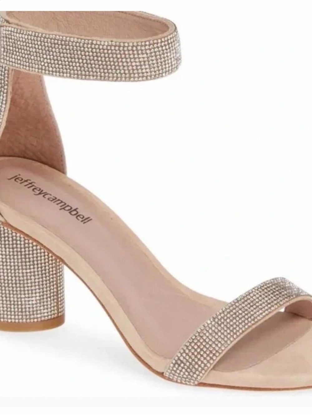 Jeffrey Campbell Laura Suede Crystal Ankle-Strap Block Heel Sandals. Size 8
